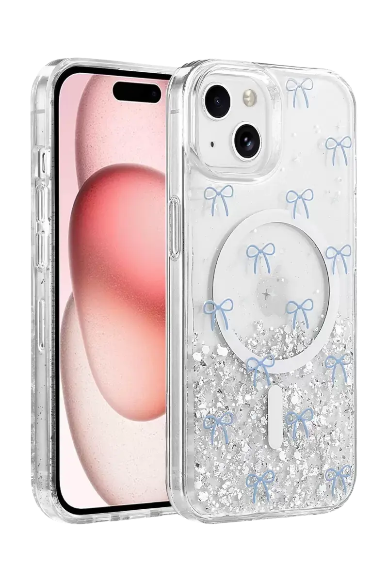 Onegif Apple İphone 15 Misk Simli Magsafe Kapak - Desen 3