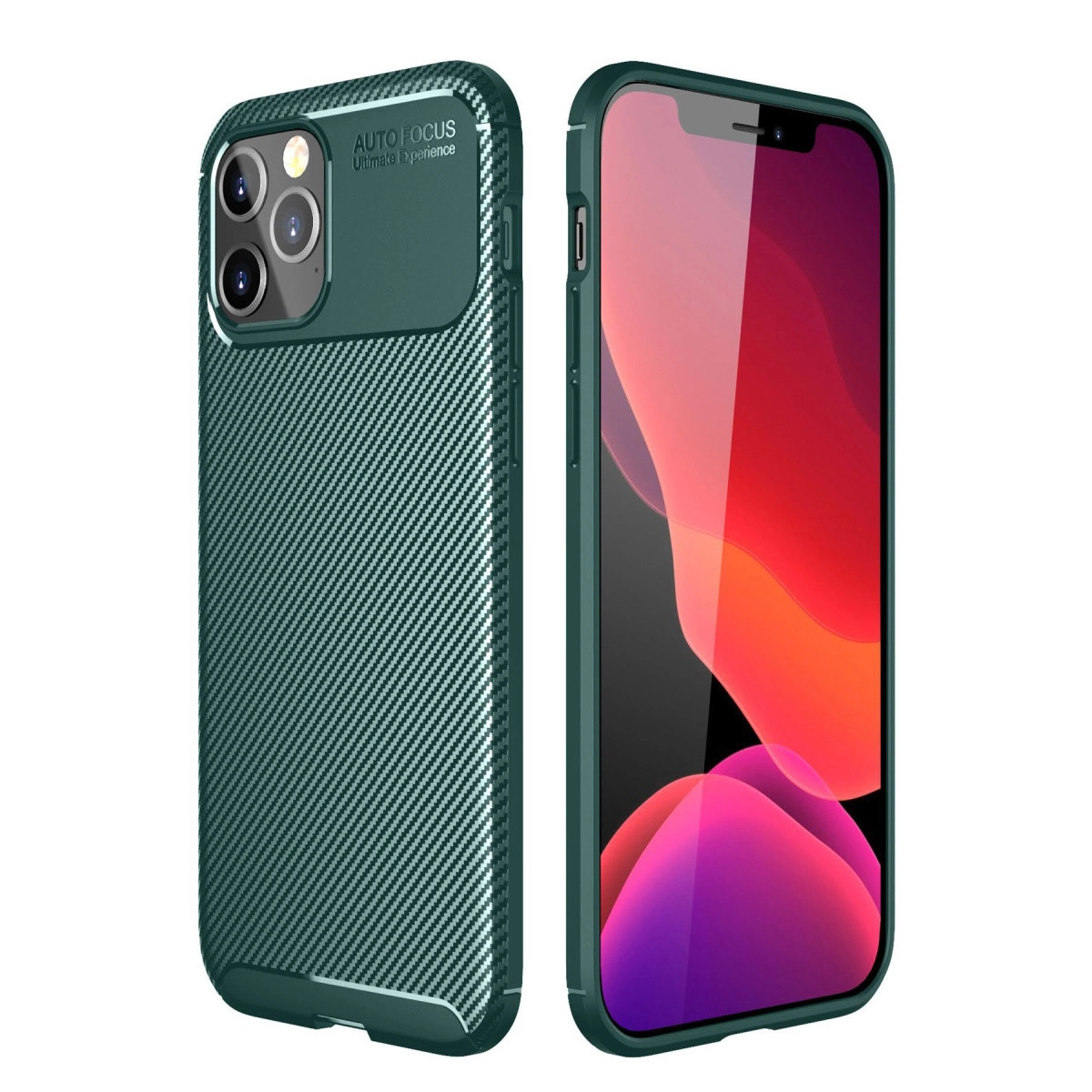 İphone 11 Pro Max Kılıf Auto Focus Karbon Kapak - Yeşil