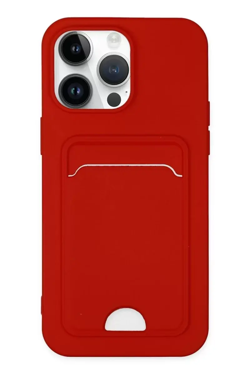 Newface İphone 14 Pro Kılıf Kelvin Kartvizitli Silikon - Kırmızı