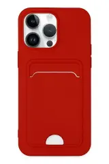 Newface İphone 14 Pro Kılıf Kelvin Kartvizitli Silikon - Kırmızı