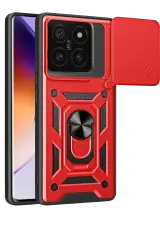 Newface Xiaomi Mi 14t Pro Kılıf Pars Lens Yüzüklü Silikon - Kırmızı