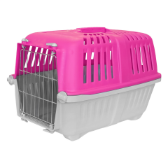 Markapet Metal Kapaklı Kedi Köpek Taşıma Çantası 28 x 32-44 cm Pembe Gri