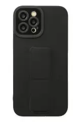 Newface Apple İphone 12 Pro Max Kılıf Mega Standlı Silikon - Siyah