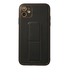 İphone 12 Kılıf Coco Deri Standlı Kapak - Siyah