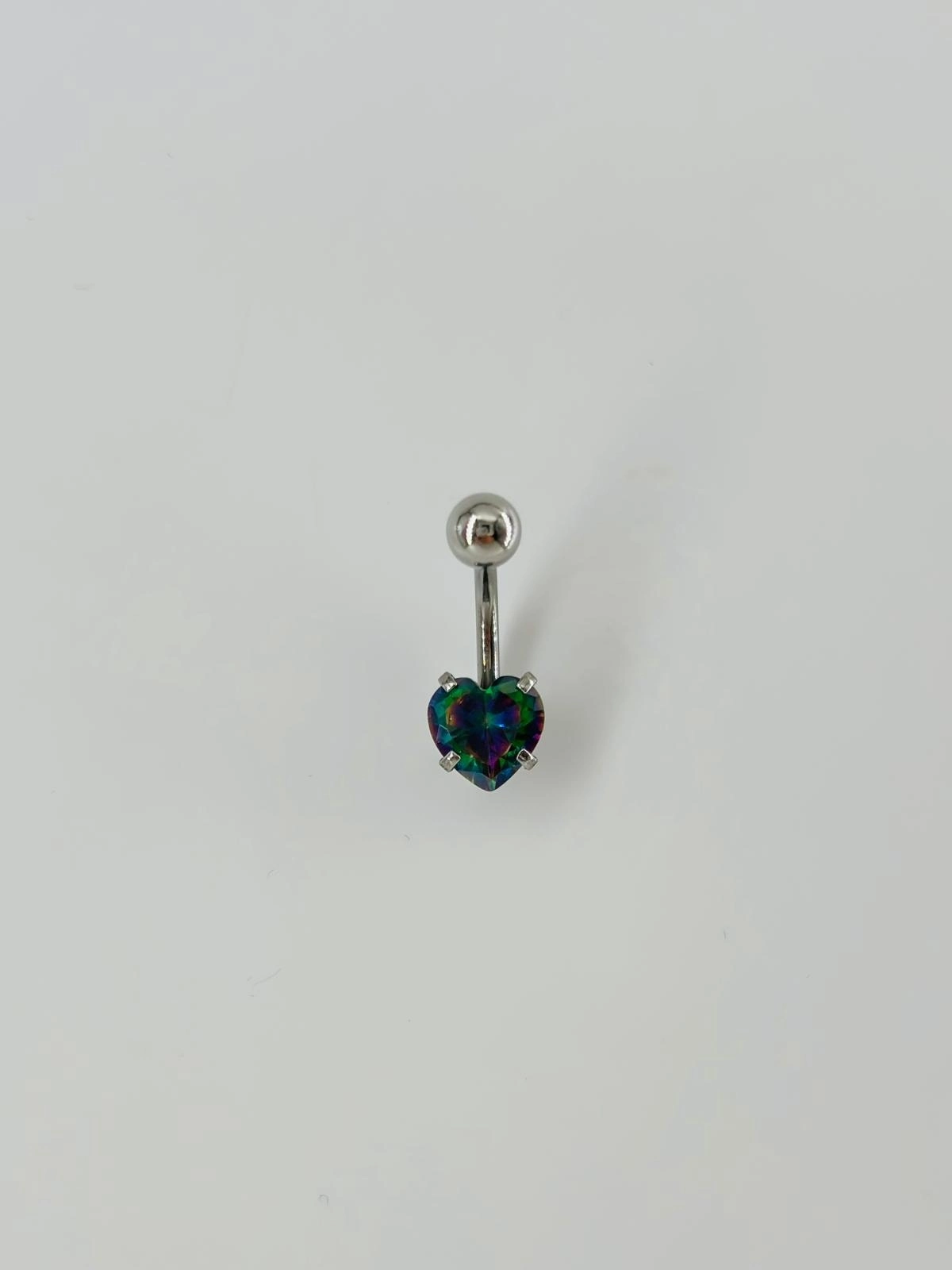 Mistik Topaz Taşlı Kalp Detaylı Göbek Piercing