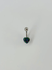Mistik Topaz Taşlı Kalp Detaylı Göbek Piercing