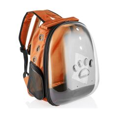 Markapet Pati Desenli Astronot Şeffaf Taşıma Sırt Çantası Turuncu 45 x 22 x 33 cm