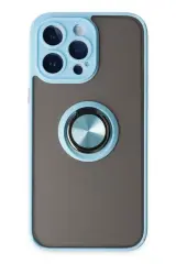 Newface İphone 14 Pro Kılıf Montreal Yüzüklü Silikon Kapak - Buz Mavi