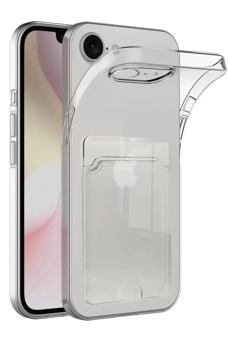 Newface İphone 16e Kılıf Kart Şeffaf Silikon - Şeffaf