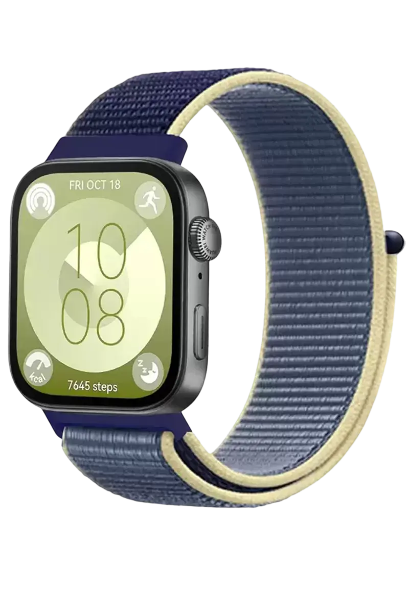 Newface Huawei Fit 4 Hasırlı Cırtcırtlı Kordon - Sarı-lacivert