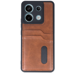 Xiaomi Redmi Note 13 Pro 5g Kılıf Sara Kartvizitli Deri Kılıf - Taba