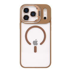 Joko  İphone 17 Pro Max Remim Lensli Magsafe Standlı Kapak - Kahverengi