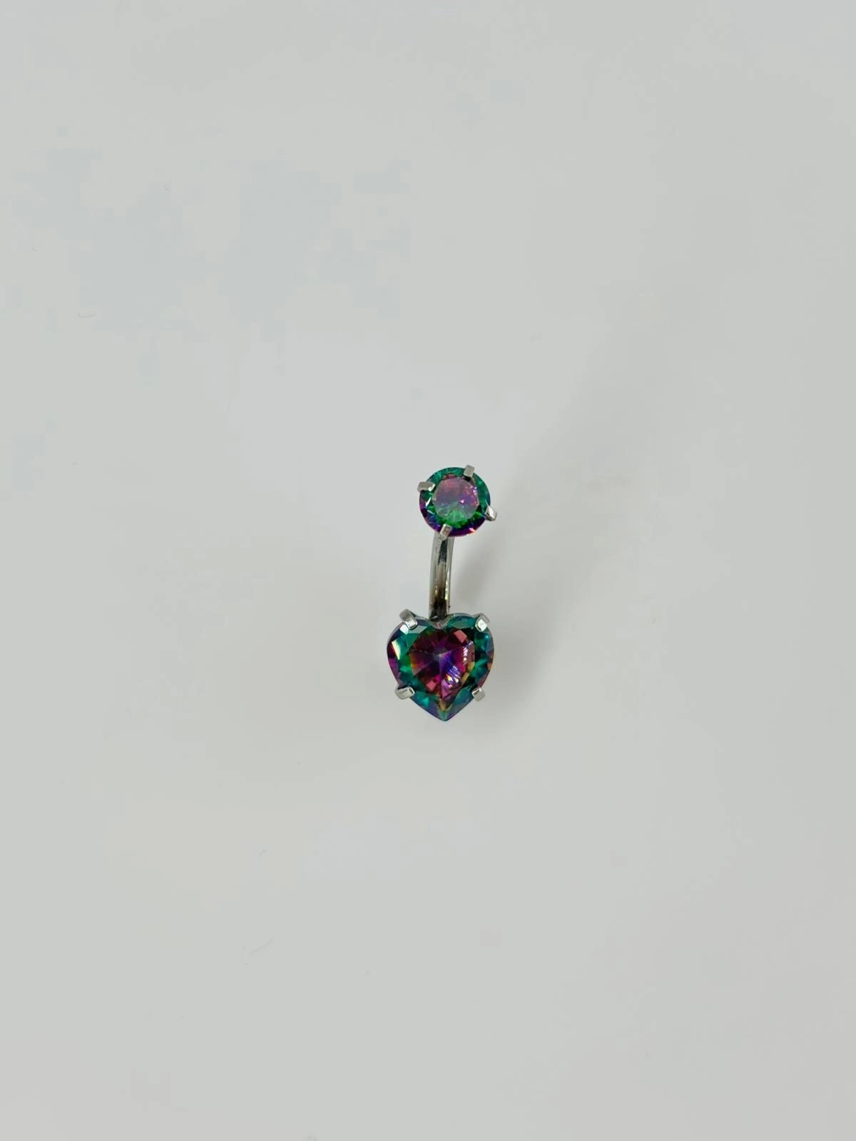 Mistik Topaz Taşlı Kalp Detaylı Göbek Piercing
