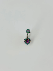 Mistik Topaz Taşlı Kalp Detaylı Göbek Piercing