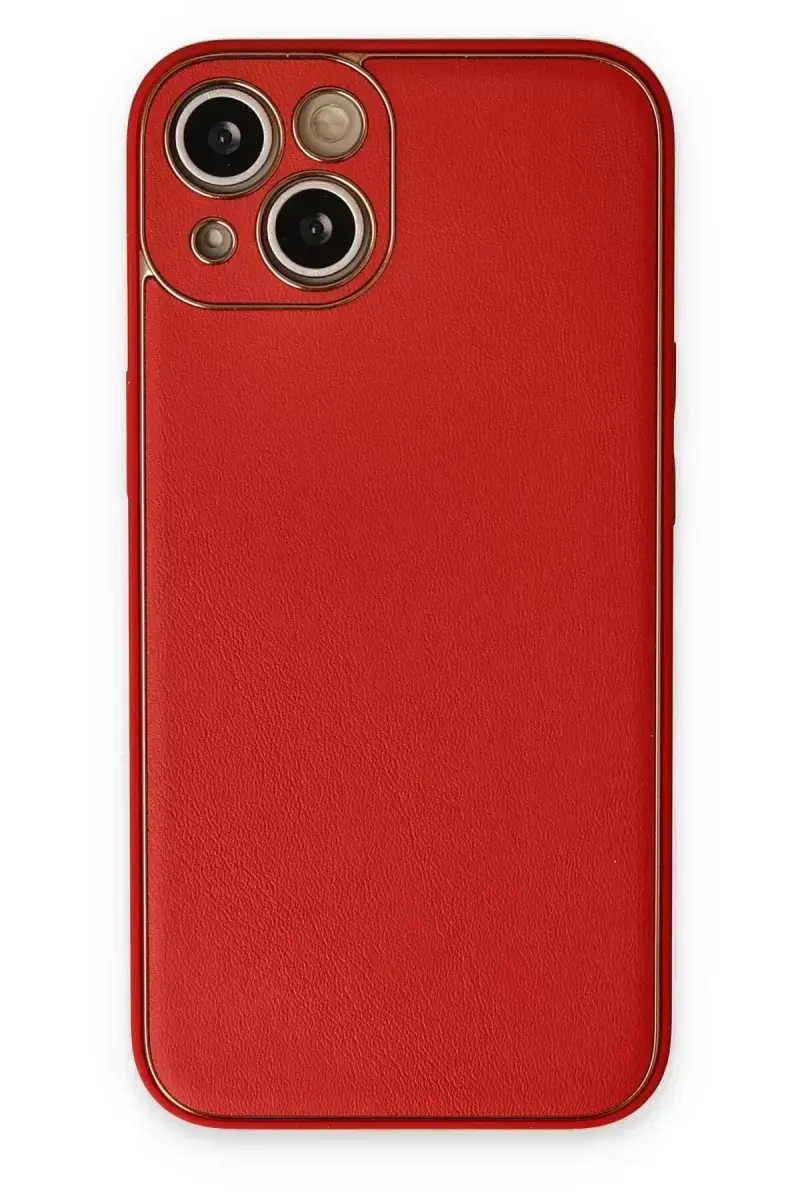 Newface İphone 14 Plus Kılıf Coco Deri Silikon Kapak - Kırmızı