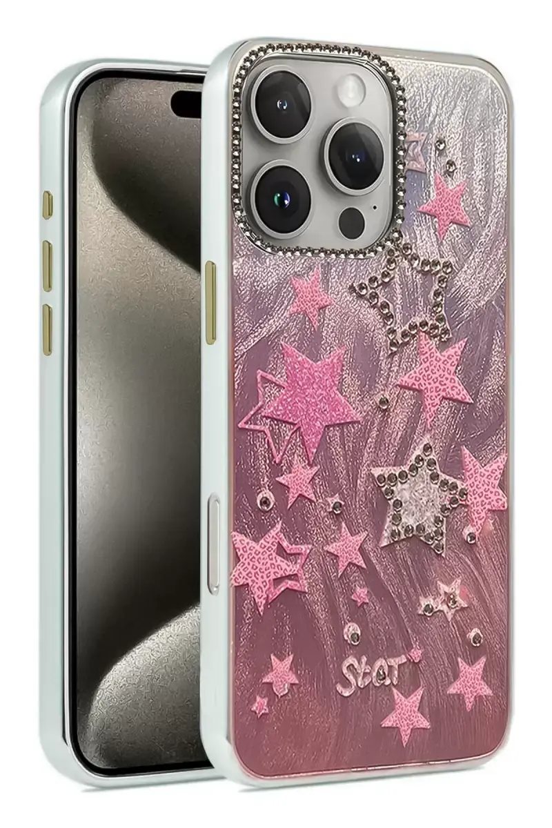 Newface Apple İphone 16 Pro Kılıf Blade Aynalı Desenli Kapak - Desen 7