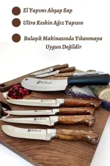 10 Parça El İşçiliği Ahşap Saplı Kurban ve Çeyiz Bıçak Seti