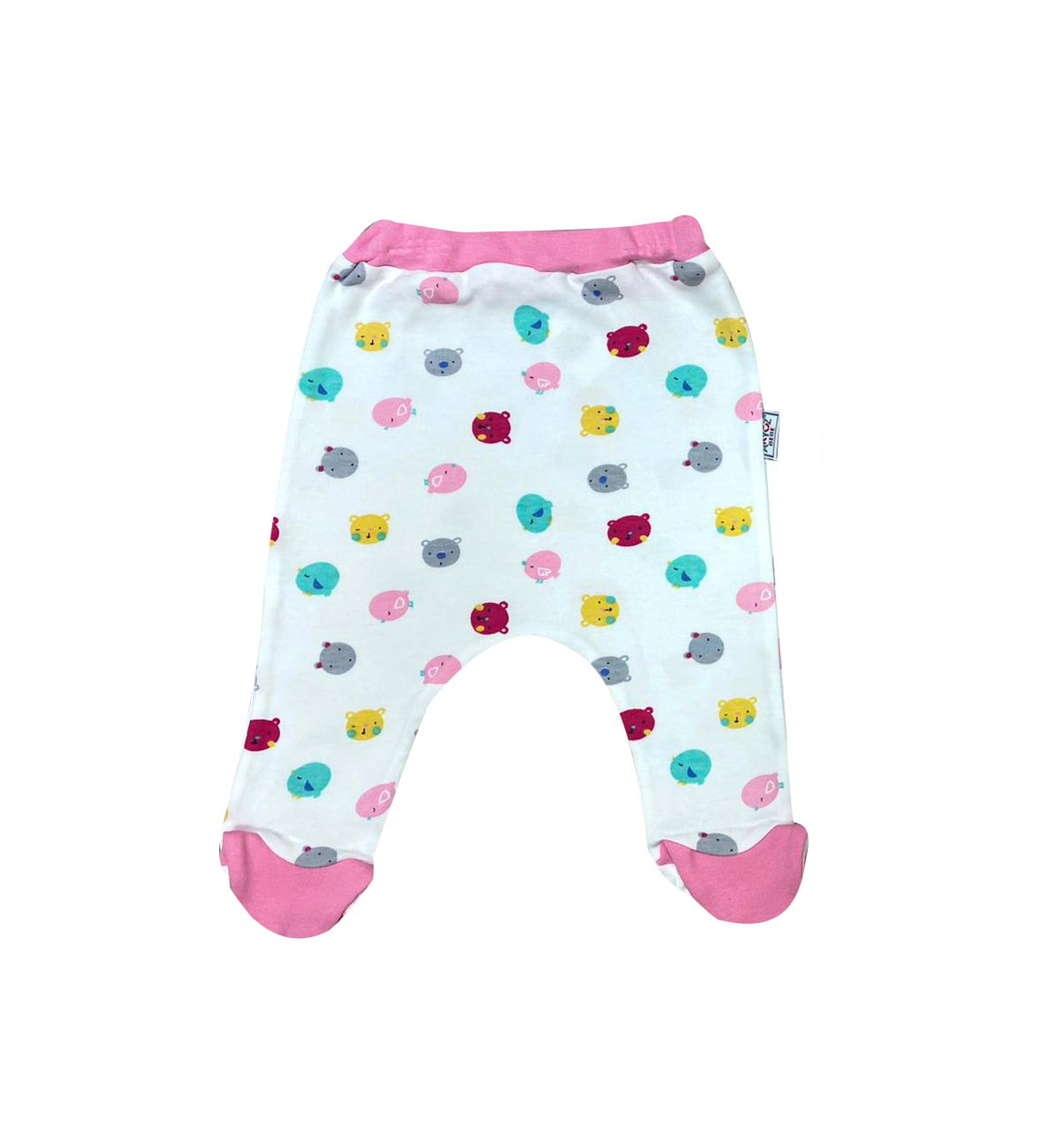 AyBaby AY805 Ayıcık Desenli Pembe Pantolon - Beyaz Pembe