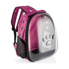 Markapet Pati Desenli Astronot Şeffaf Taşıma Sırt Çantası Mürdüm 45 x 22 x 33 cm