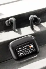 Kablosuz Bluetooth Kulaklık Ekranlı Uzun Şarj Süreli Anc Destekli