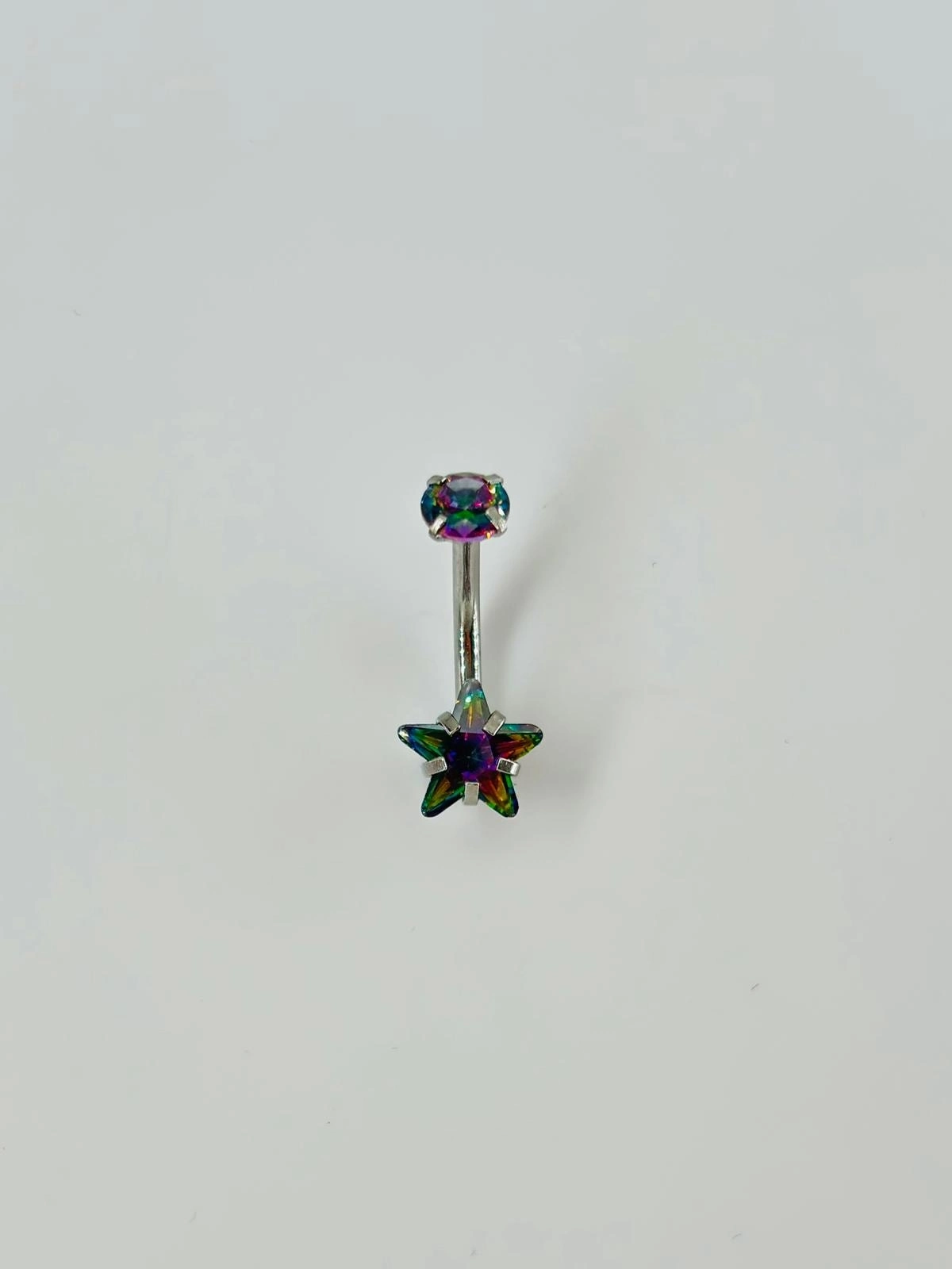 Mistik Topaz Taşlı Yıldız Detaylı Göbek Piercing