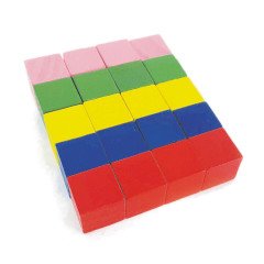 Renkli Ahşap Küp Blok 2cm 20 Adet