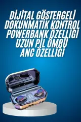 Yeni Nesil Bluetooth Kulaklık Uzun Pil Ömrü El Fenerli Dijital Şarj Göstergeli