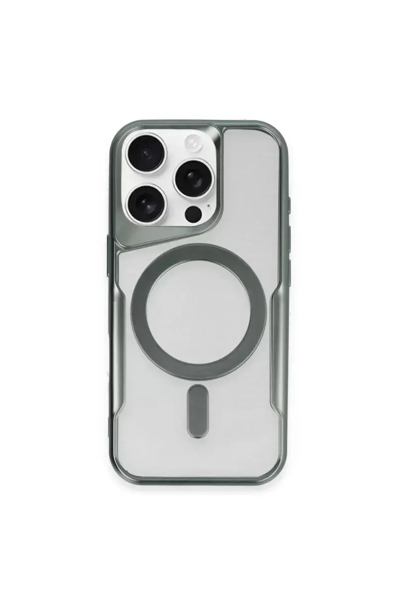Newface Apple İphone 15 Pro Kılıf Boyi Magsafe Silikon Kapak - Yeşil