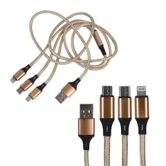 Powermaster Pm-2368 Micro Usb - Type-c - Lightning Şarj Ve Data Kablosu 2.1 Amper 110cm Örgülü