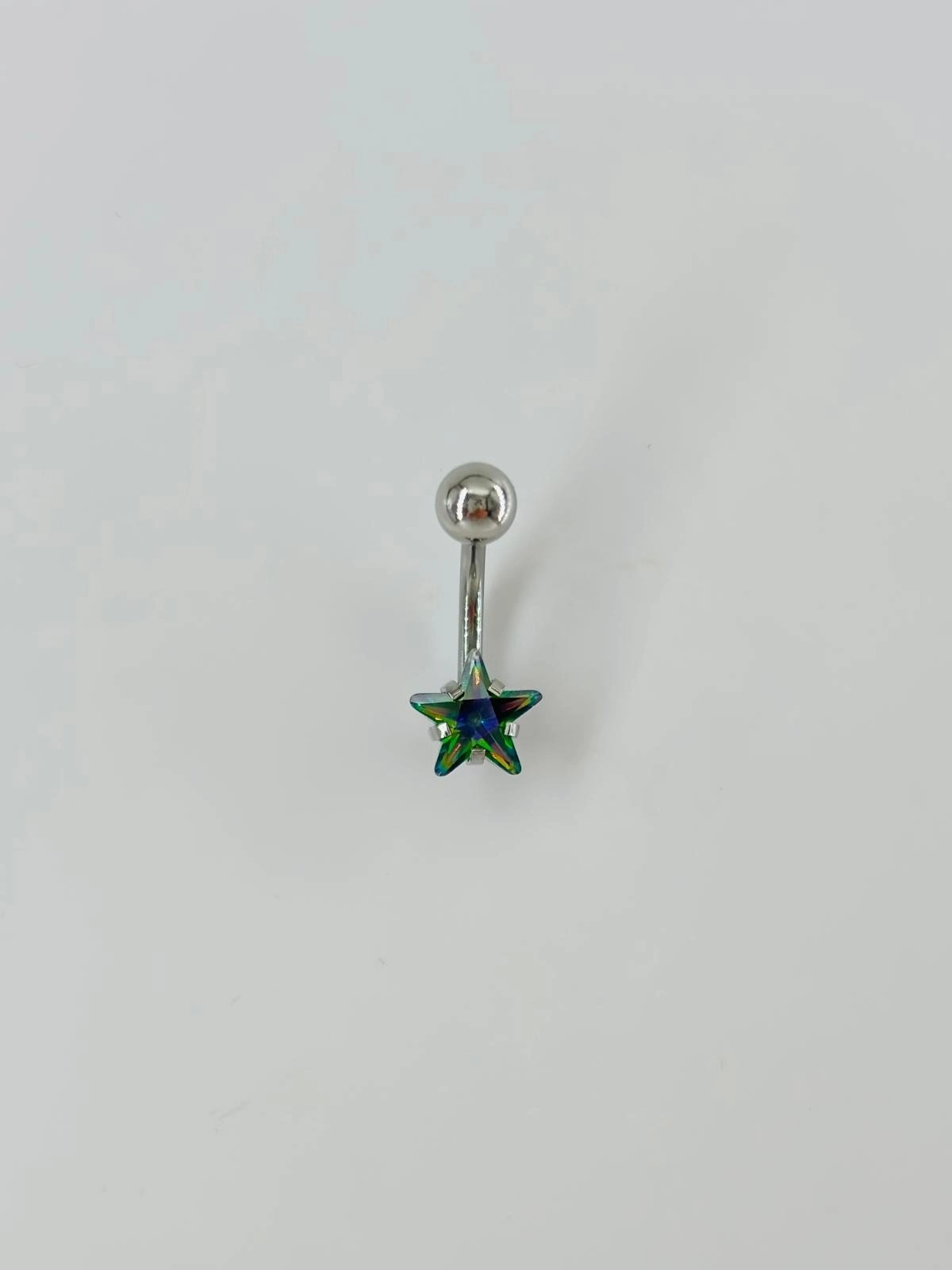 Mistik Topaz Taşlı Yıldız Detaylı Göbek Piercing