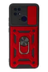 Newface Xiaomi Redmi 10c Kılıf Pars Lens Yüzüklü Silikon - Kırmızı