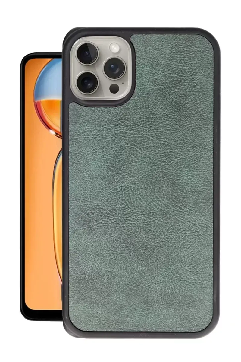 Newface İphone 15 Pro Max Kılıf Aras Deri Kapak - Koyu Yeşil