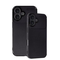 İphone 16 Plus Kılıf Auto Focus Karbon Kapak - Siyah