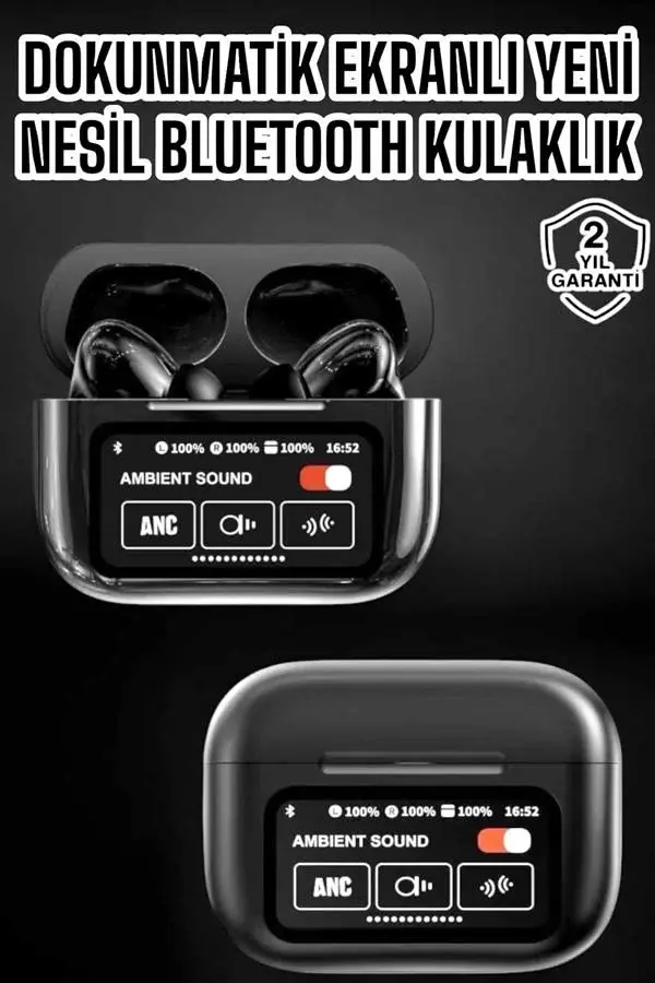 Bluetooth Kulaklık Kablosuz Ekranlı Anc/enc Destekli Dokunmatik
