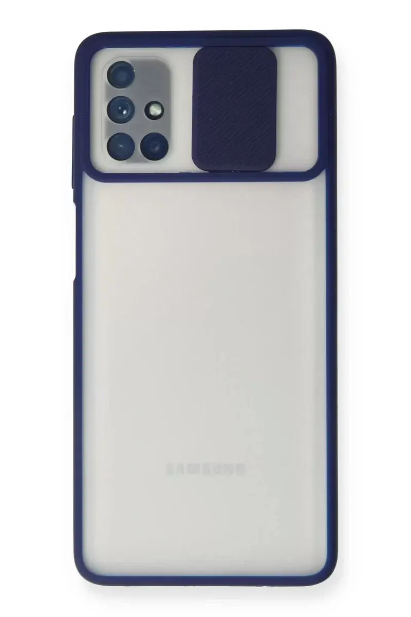 Newface Samsung Galaxy M51 Kılıf Palm Buzlu Kamera Sürgülü Silikon - Lacivert