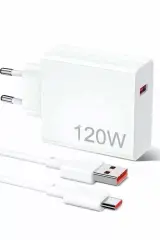 120w Şarj Aleti Hızlı Çift Turbo Şarj Aleti Seti Beyaz