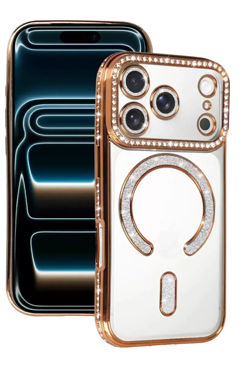 Newface Apple İphone 17 Pro Max Joke Simli Magneticsafe Kılıf - Turuncu