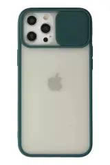 Newface İphone 12 Pro Max Kılıf Palm Buzlu Kamera Sürgülü Silikon - Yeşil