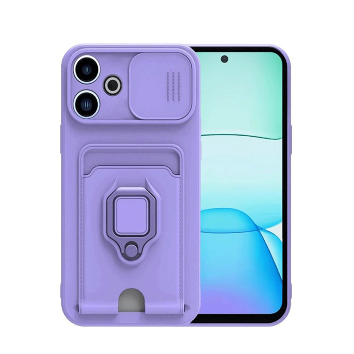 Xiaomi Redmi 13 4g Kılıf Zuma Kartvizitli Yüzüklü Silikon - Lila