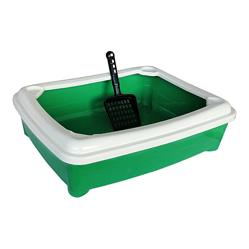 Markapet Kedi Açık Tuvalet Kum Kabı 45x35x12 Yeşil + Kürek Hediye