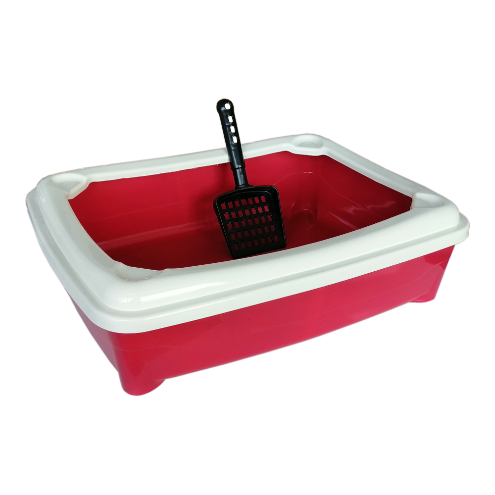 Markapet Kedi Açık Tuvalet Kum Kabı 45x35x12 Kırmızı + Kürek Hediye