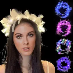 Led Işıklı Rgb 3 Fonksiyonlu Otrişli Parti Tacı Beyaz Renk