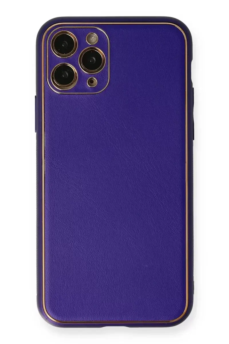 Newface İphone 11 Pro Kılıf Coco Deri Silikon Kapak - Mor