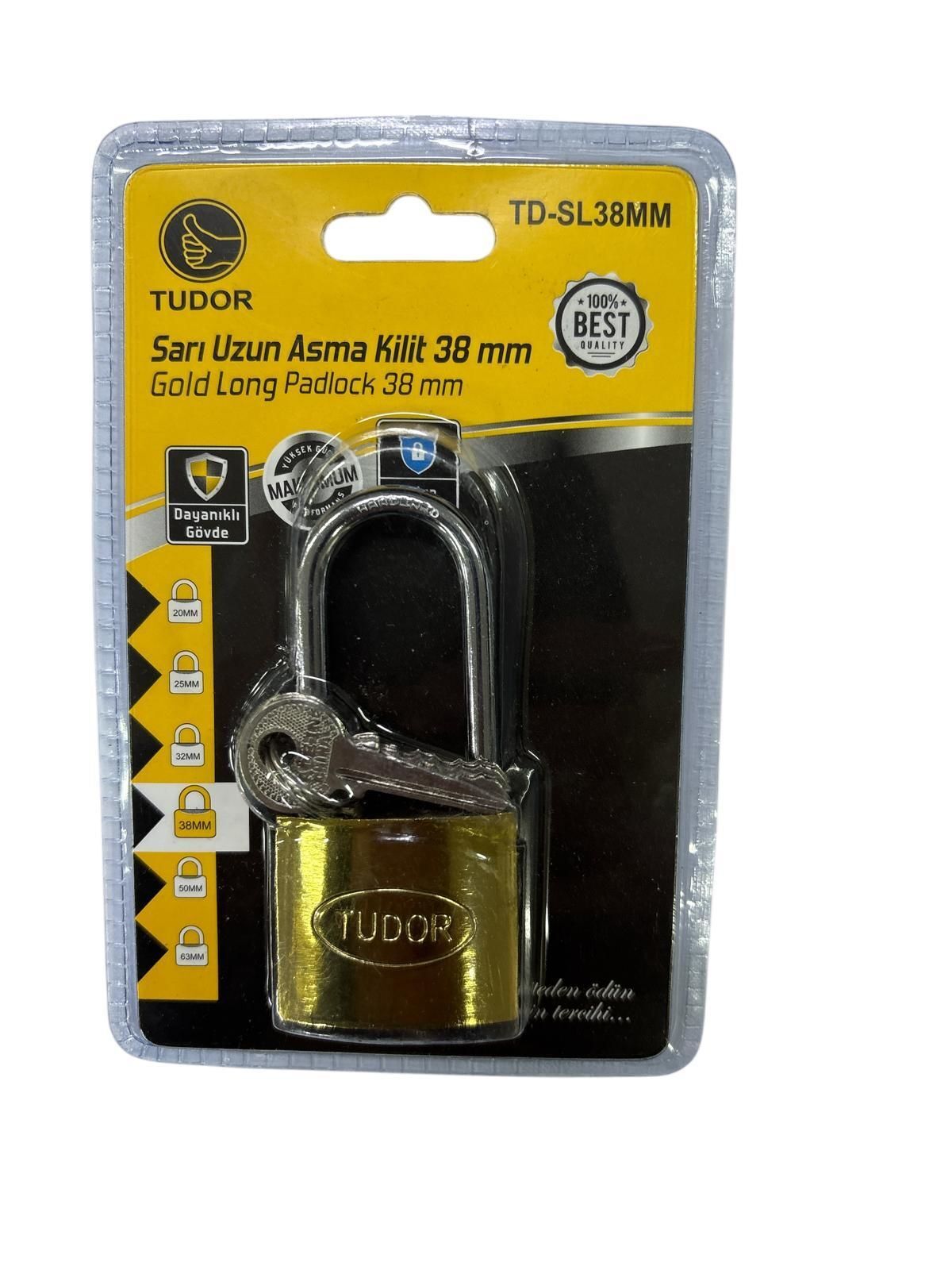 Tudor 38 mm Uzun Sarı Asma Kilit