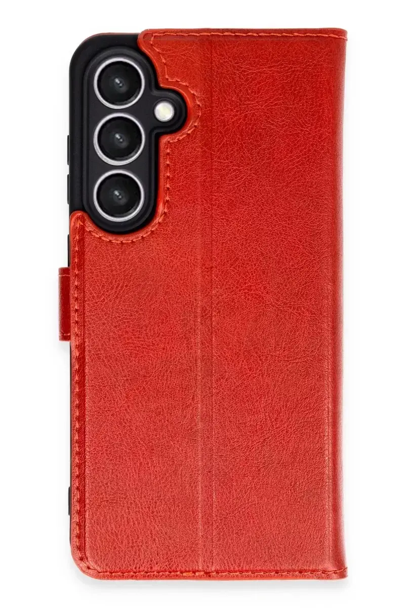 Newface Samsung Galaxy S24 Fe Kılıf Trend S Plus Kapaklı Kılıf - Kırmızı
