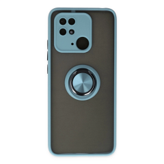 Xiaomi Redmi 10c Kılıf Montreal Yüzüklü Silikon Kapak - Buz Mavi