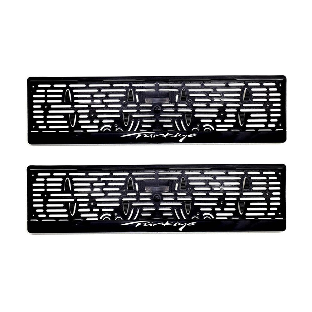 Türkiye Yazılı Plastik Plakalık Plaka Altlığı Çıtalı 2'li Beyaz