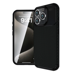 İphone 16 Pro Max Kılıf Auto Focus Karbon Kapak - Siyah