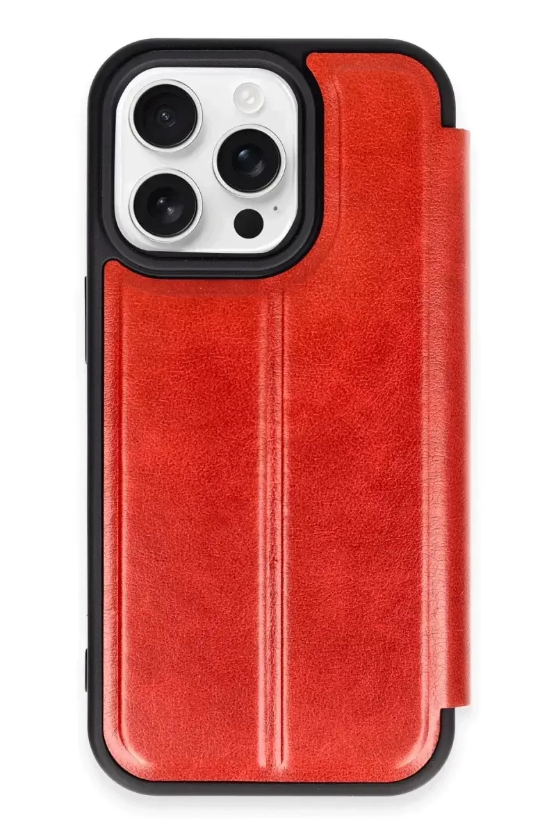 Newface İphone 14 Pro Max Kılıf Flip Cover - Kırmızı