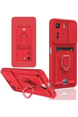 Newface Xiaomi Redmi 13c Kılıf Zuma Kartvizitli Yüzüklü Silikon - Kırmızı